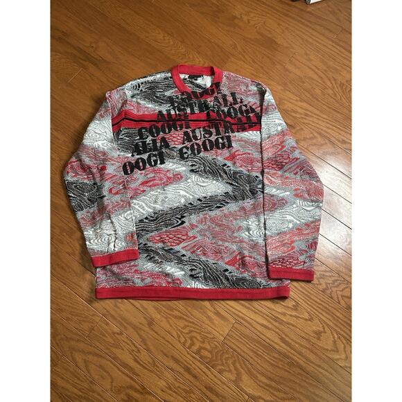 Vintage Coogi Sweater Australia Red Black Gray 3D Print Knit Crewneck Men’s 2XL - Picture 1 of 5